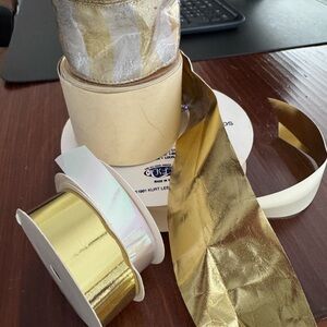 Gold and white velvet ribbon bundle